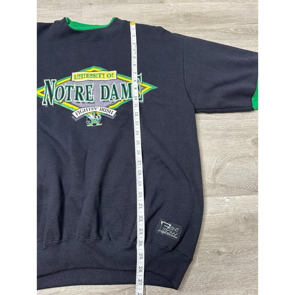 VTG 80s Notre Dame Fighting Irish Short Sleeve Sweatshirt Front Row Sz Lg RARE - Picture 7 of 9